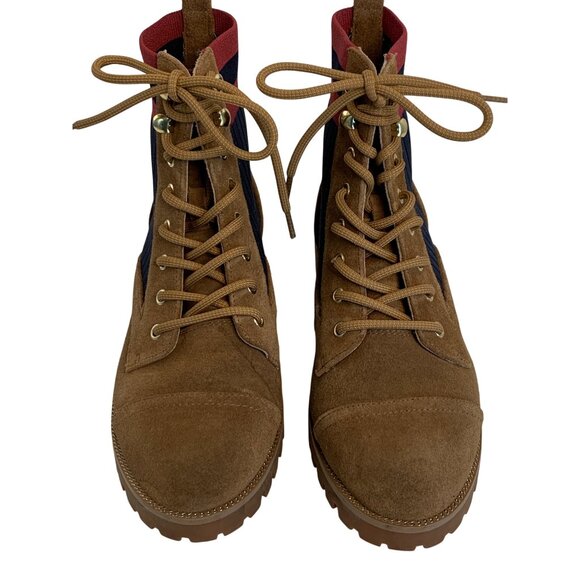 Womens 7.5M Cecelia NY Theo Lace-Up Suede Ankle Boots Lug EUC 8966 roll top - Picture 8 of 12